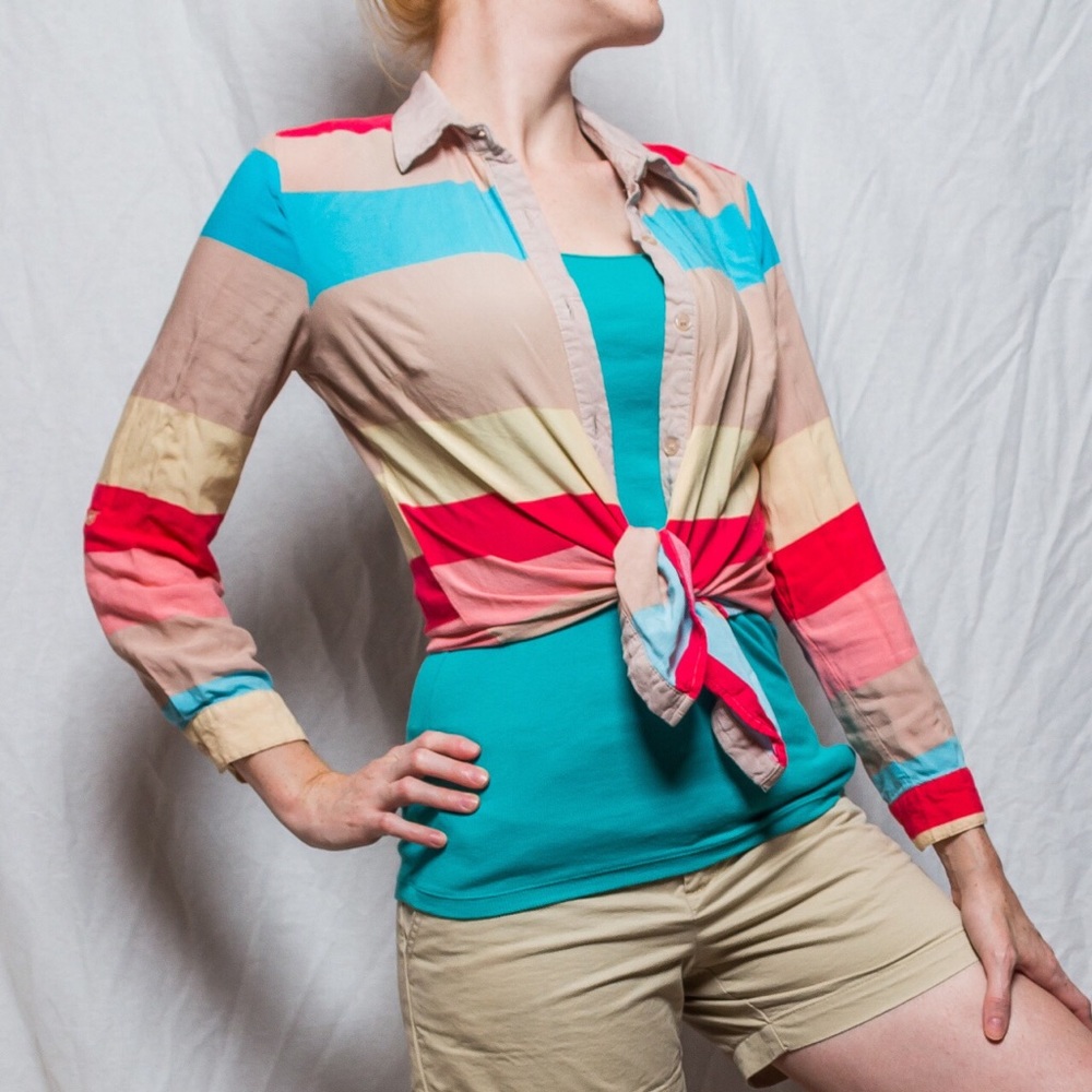 Colorful, Button Up, Long Sleeve Shirt